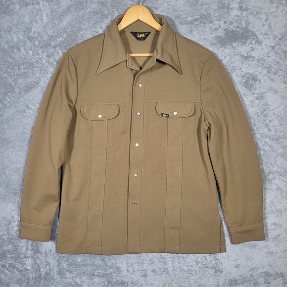 Vintage Lee Jacket Mens Large Western Shirt Snap Button Workwear Made USA 70s 80